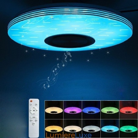 Plafonnier encastré, lampe décorative, télécommande par application, haut-parleur musical Bluetooth Plafonnier encastré, lampe décorative, télécommande par application, haut-parleur musical Bluetooth