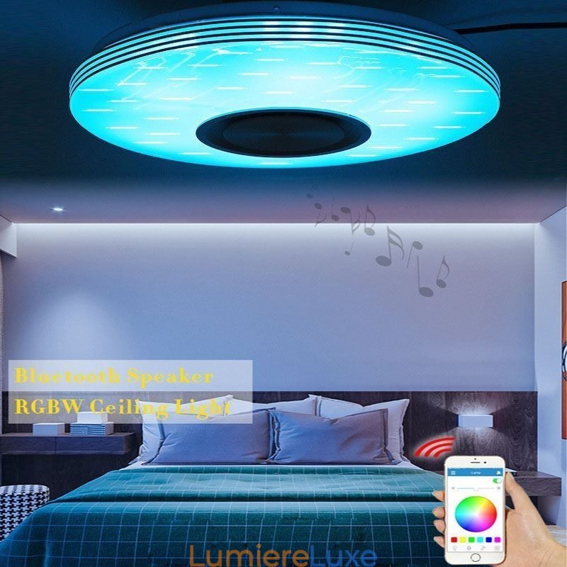 Plafonnier encastré, lampe décorative, télécommande par application, haut-parleur musical Bluetooth