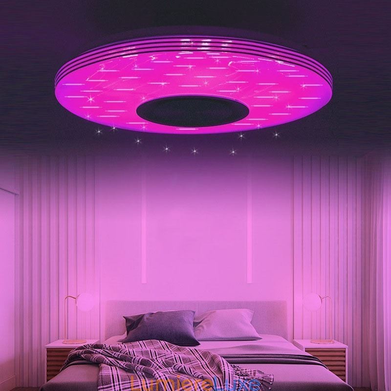 Plafonnier encastré, lampe décorative, télécommande par application, haut-parleur musical Bluetooth