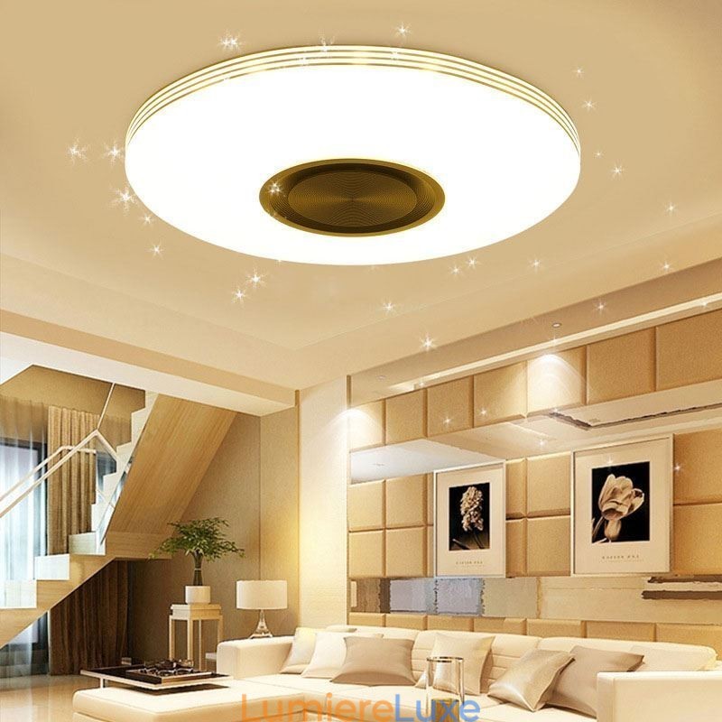 Plafonnier encastré, lampe décorative, télécommande par application, haut-parleur musical Bluetooth