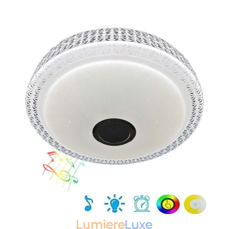 Plafonnier décoratif avec télécommande et application Bluetooth, haut-parleur musical encastré