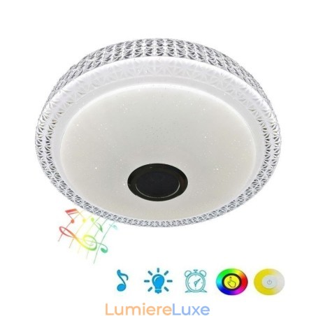 Plafonnier décoratif avec télécommande et application Bluetooth, haut-parleur musical encastré Plafonnier décoratif avec télécommande et application Bluetooth, haut-parleur musical encastré