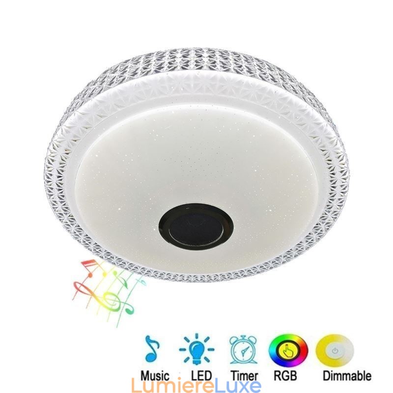 Plafonnier décoratif avec télécommande et application Bluetooth, haut-parleur musical encastré