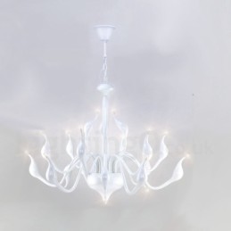 Lustre moderne en acier inoxydable à 18 lumières en forme de cygne, luminaire G4, finition blanche
