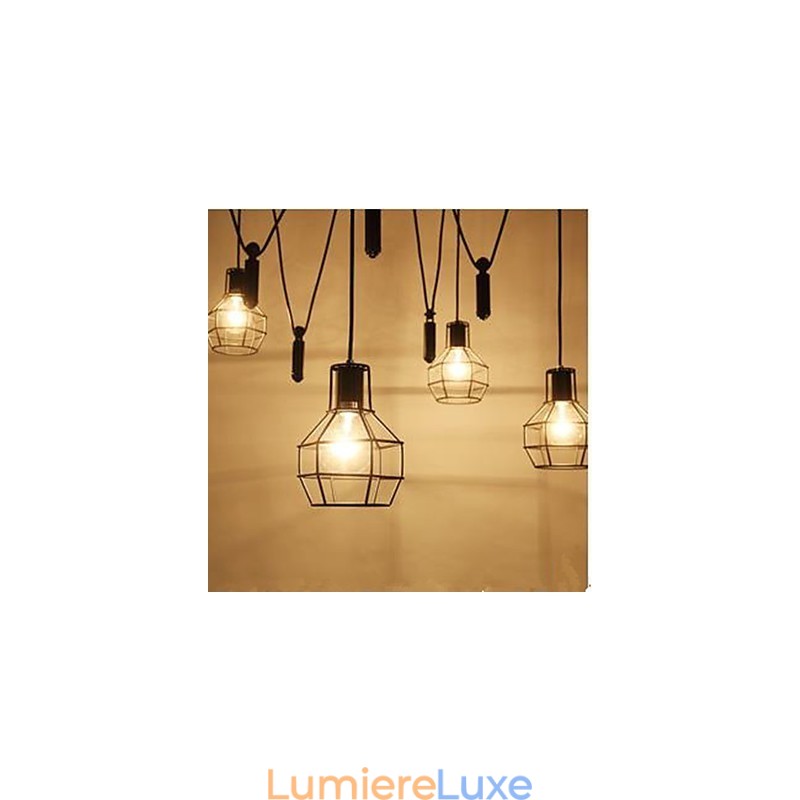 Lustre de salle à manger, lampes et lanternes de style country américain, lampes suspendues à petites cages