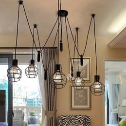 Lustre de salle à manger, lampes et lanternes de style country américain, lampes suspendues à petites cages