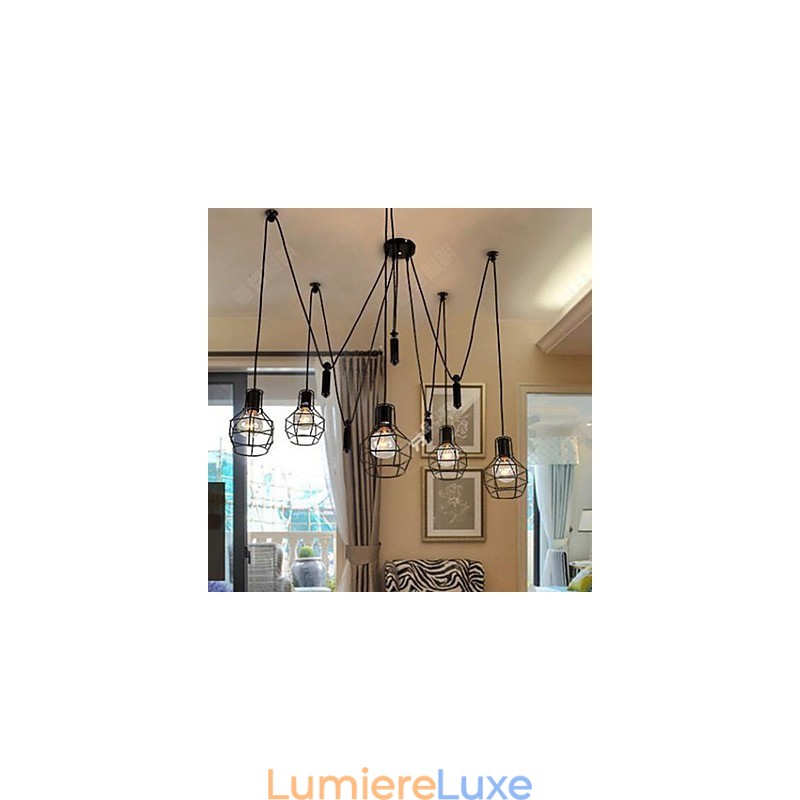 Lustre de salle à manger, lampes et lanternes de style country américain, lampes suspendues à petites cages