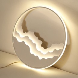 Plafonnier rond en acrylique en forme de vague unique