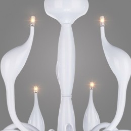 Lustre moderne en acier inoxydable à 18 lumières en forme de cygne, luminaire G4, finition blanche