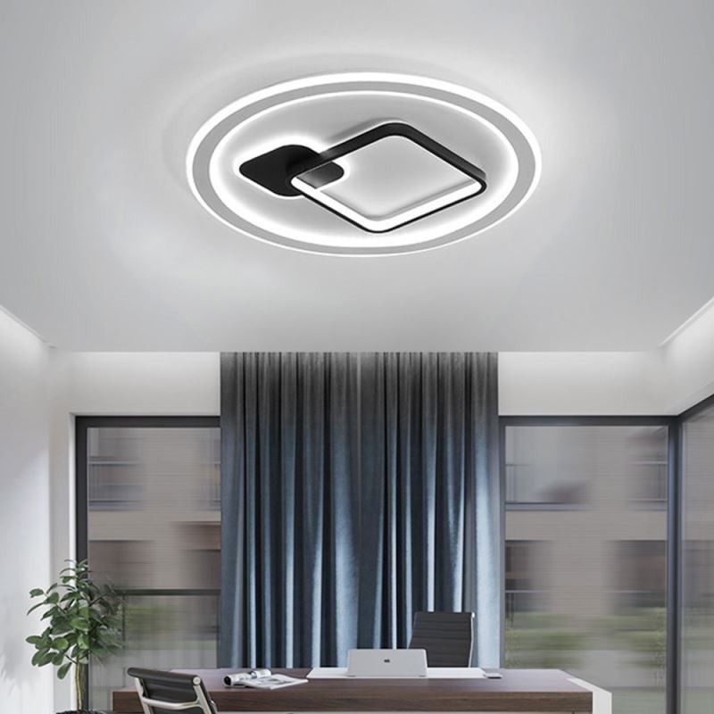 Plafonnier minimaliste moderne, luminaire encastré rond et carré