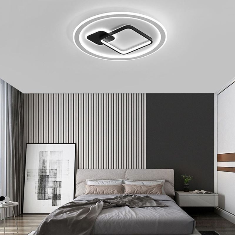 Plafonnier minimaliste moderne, luminaire encastré rond et carré