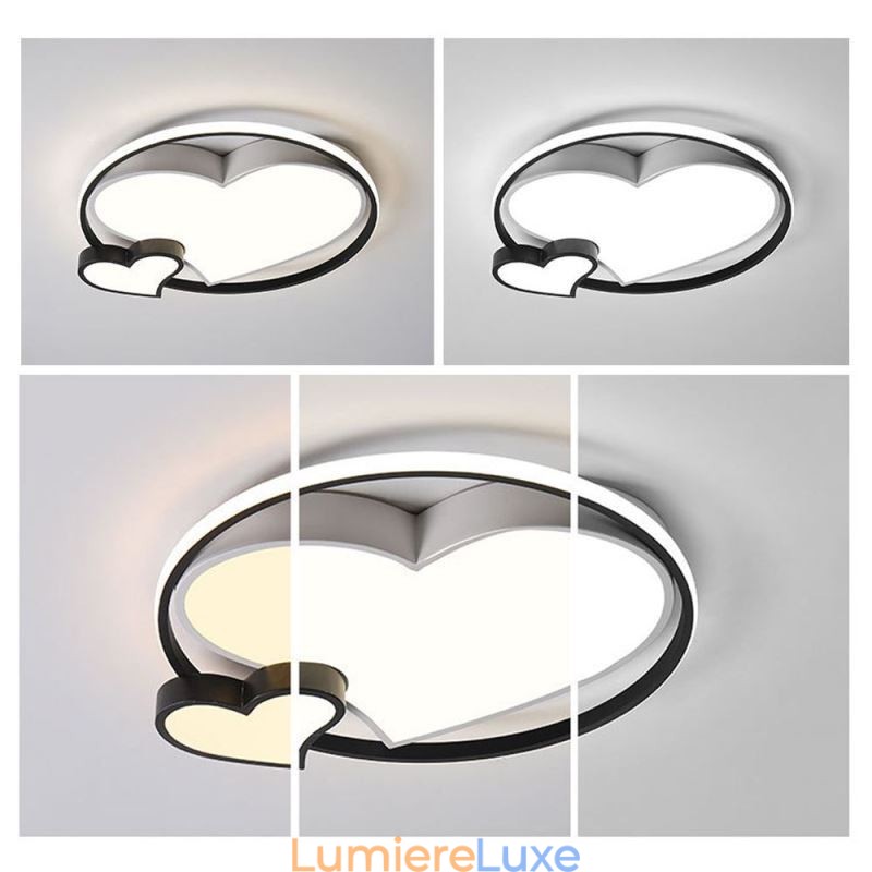 Plafonnier encastré Double Hearts, éclairage décoratif