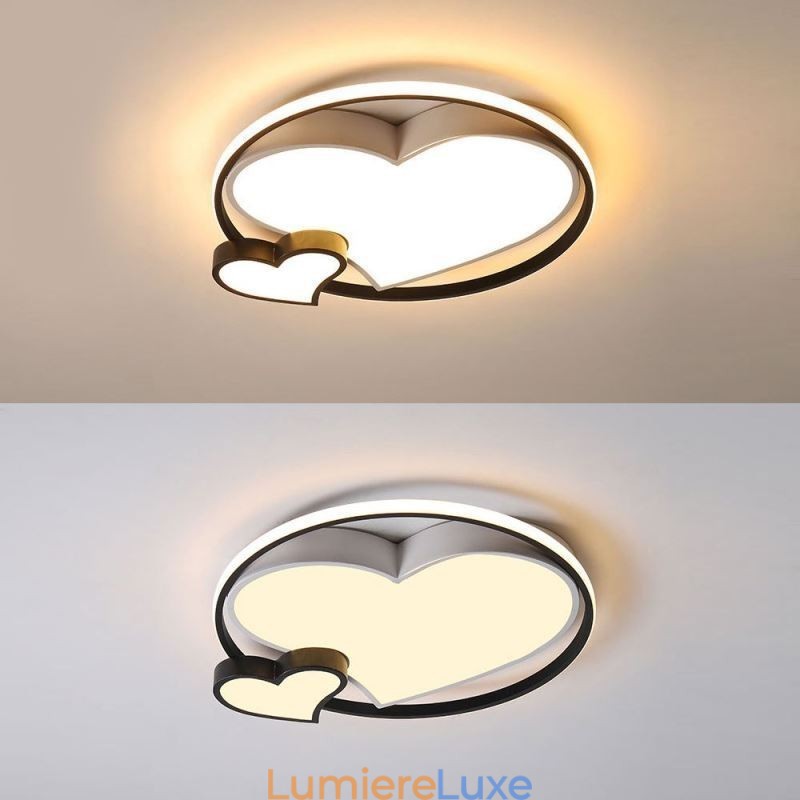 Plafonnier encastré Double Hearts, éclairage décoratif