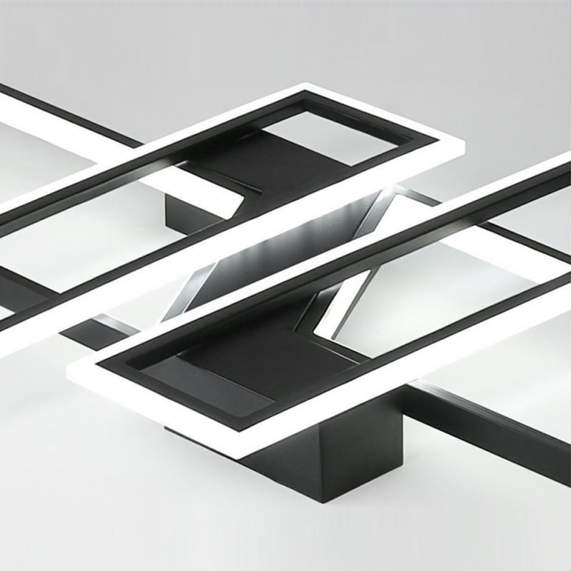 Plafonnier encastré à 4 lampes, luminaire décoratif linéaire géométrique moderne