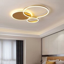 Plafonnier rond moderne encastrable doré