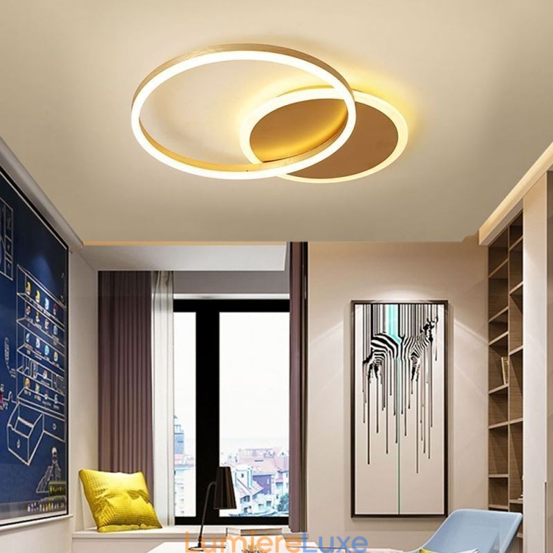 Plafonnier rond moderne encastrable doré