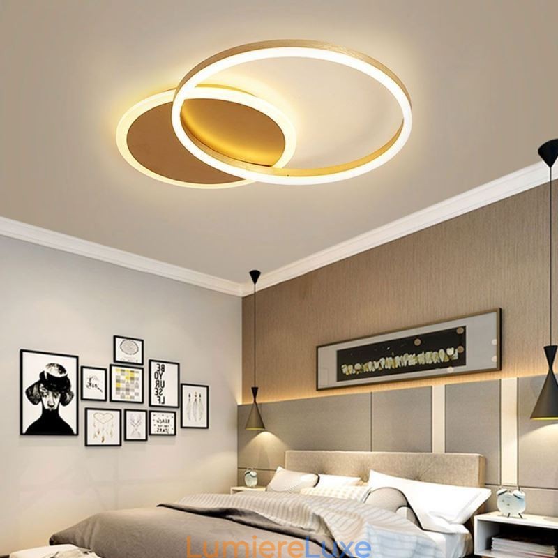 Plafonnier rond moderne encastrable doré