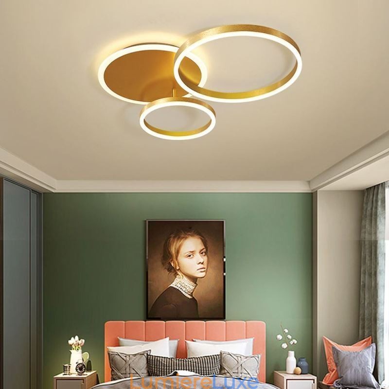 Plafonnier rond moderne encastrable doré