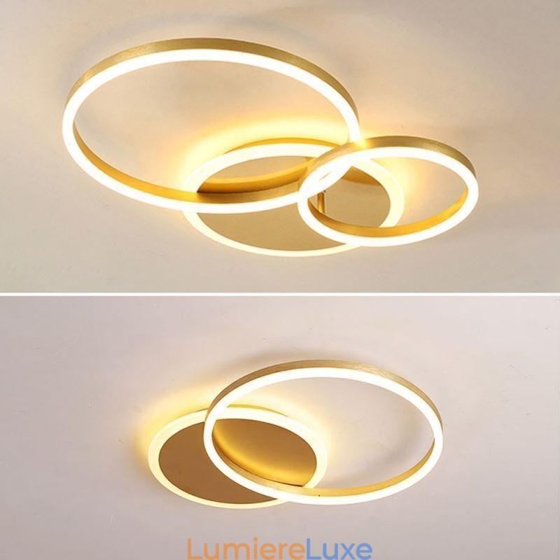 Plafonnier rond moderne encastrable doré