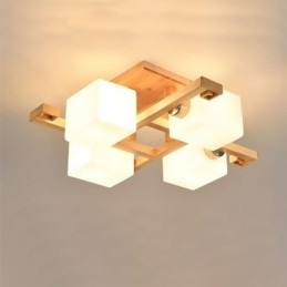 Plafonnier encastré nordique en bois massif, design créatif et chaleureux