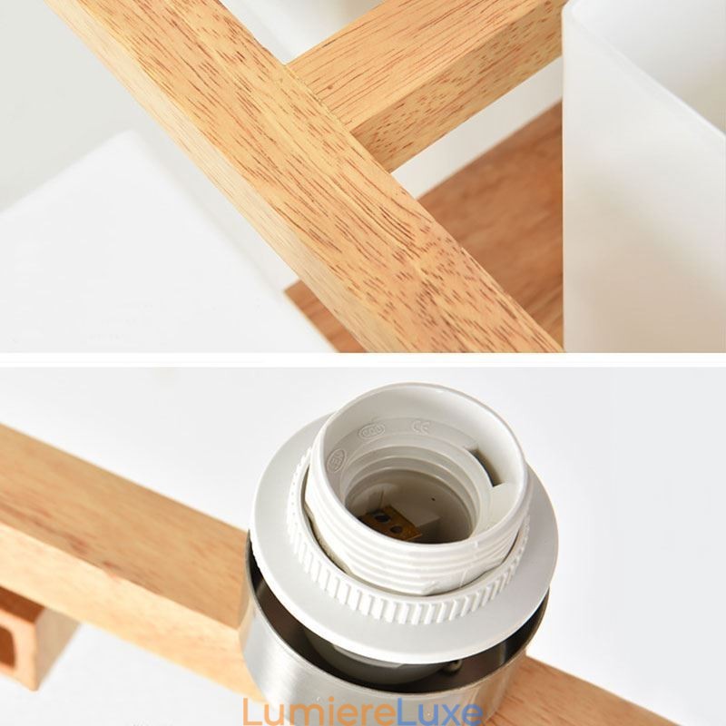 Plafonnier encastré nordique en bois massif, design créatif et chaleureux