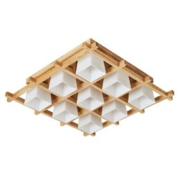 Plafonnier encastré à grille carrée nordique en bois d'hévéa