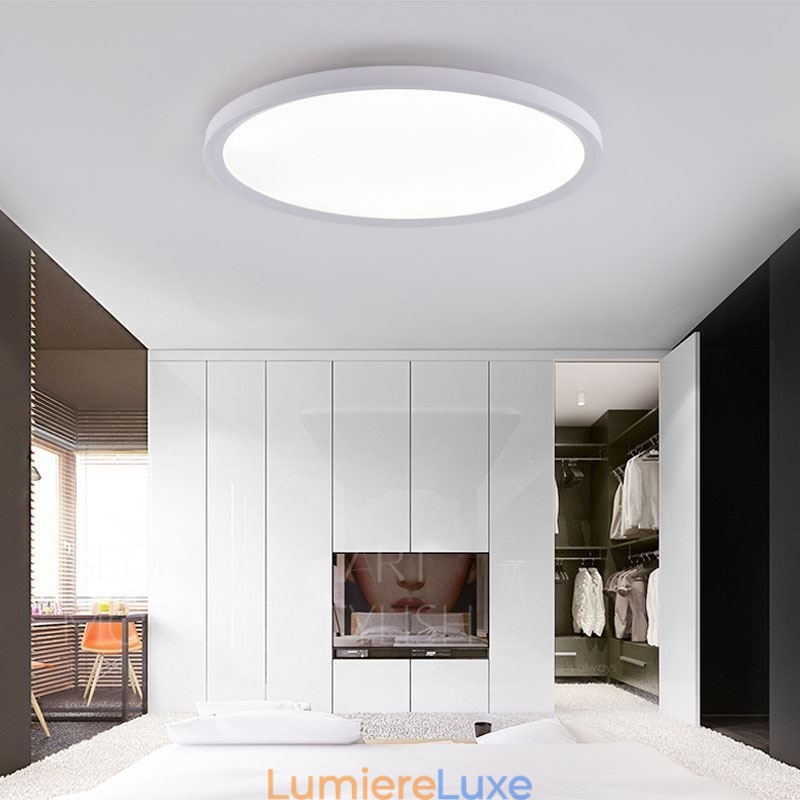 Plafonnier rond ultra-fin en aluminium à montage encastré de style nordique