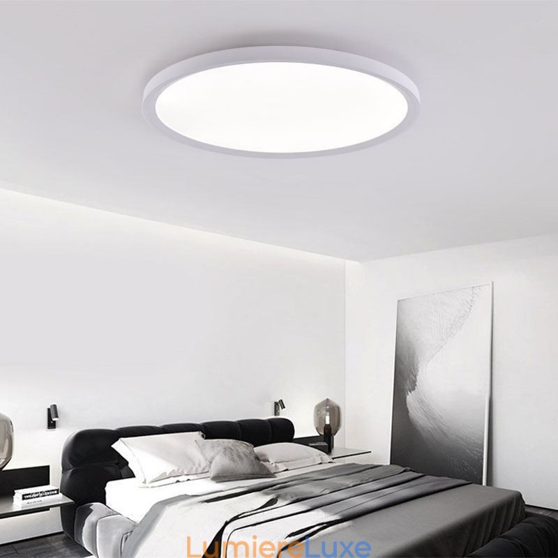 Plafonnier rond ultra-fin en aluminium à montage encastré de style nordique