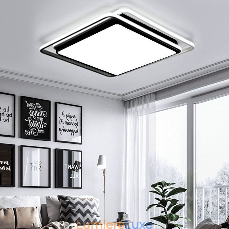 Plafonnier géométrique moderne et simple à montage encastré, lampe à cadre carré