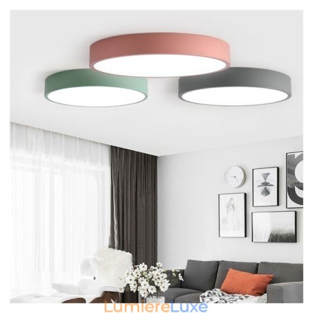 Plafonnier contemporain ultra fin à encastrer, lampe ronde Plafonnier contemporain ultra fin à encastrer, lampe ronde