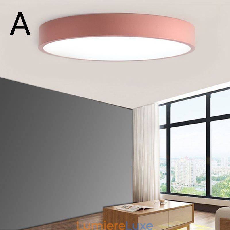 Plafonnier contemporain ultra fin à encastrer, lampe ronde