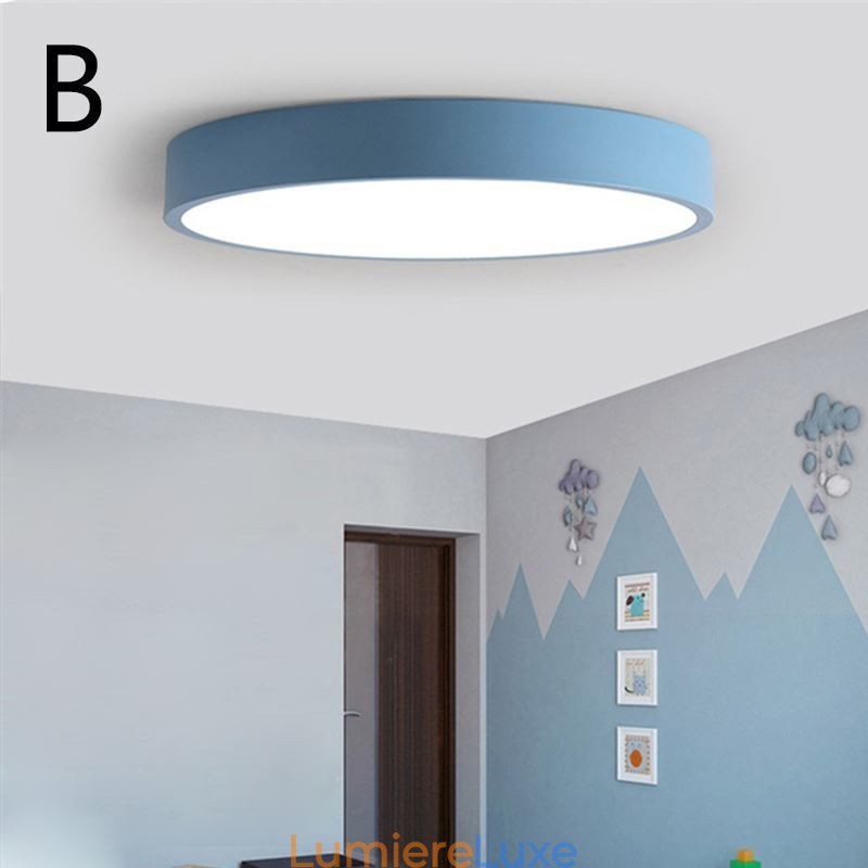 Plafonnier contemporain ultra fin à encastrer, lampe ronde