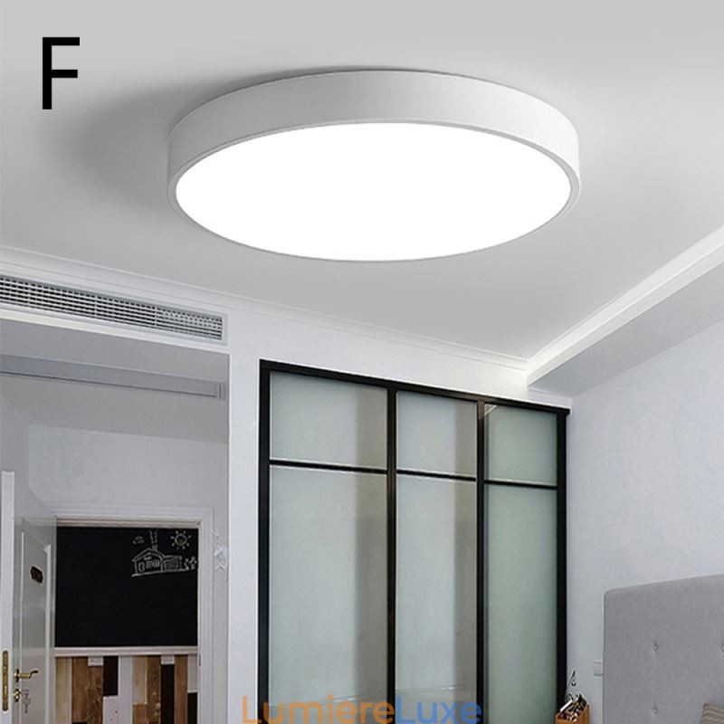 Plafonnier contemporain ultra fin à encastrer, lampe ronde