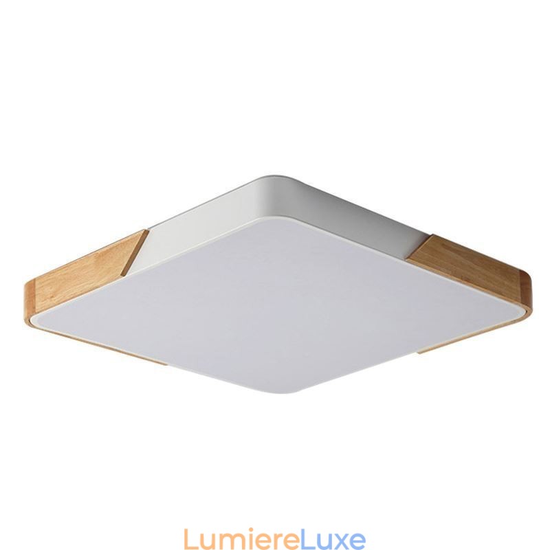 Plafonnier simple à encastrer avec cadre en bois, design ultra fin, luminaire suspendu