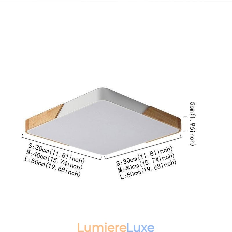 Plafonnier simple à encastrer avec cadre en bois, design ultra fin, luminaire suspendu