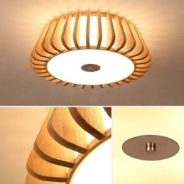 Plafonnier rond en bambou créatif à montage encastré de style nordique