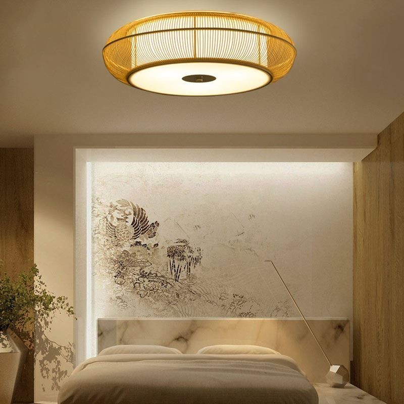 Plafonnier rond créatif japonais en bambou spécial chinois