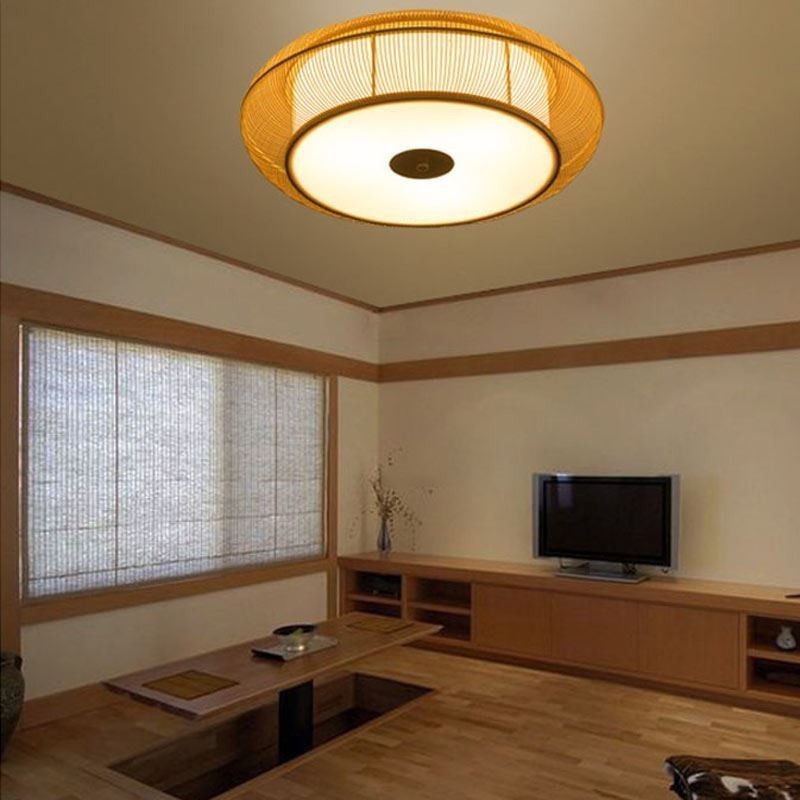 Plafonnier rond créatif japonais en bambou spécial chinois