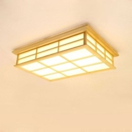 Plafonnier japonais cubique en bois massif