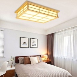 Plafonnier japonais cubique en bois massif