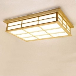 Plafonnier japonais cubique en bois massif