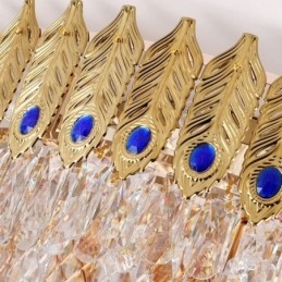 Plafonnier décoratif de luxe en cristal, rond et galvanisé, en forme de queue de phénix, doré