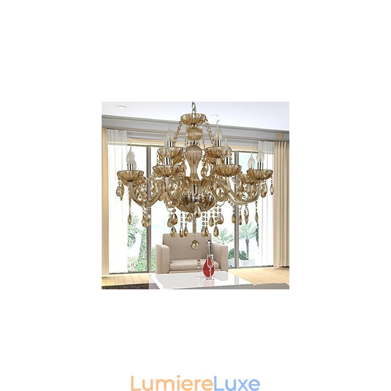 Lustre en verre cristal contemporain moderne