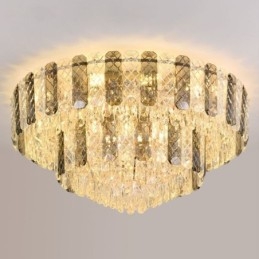 Plafonnier décoratif de luxe rond à double couche en cristal, 80 cm