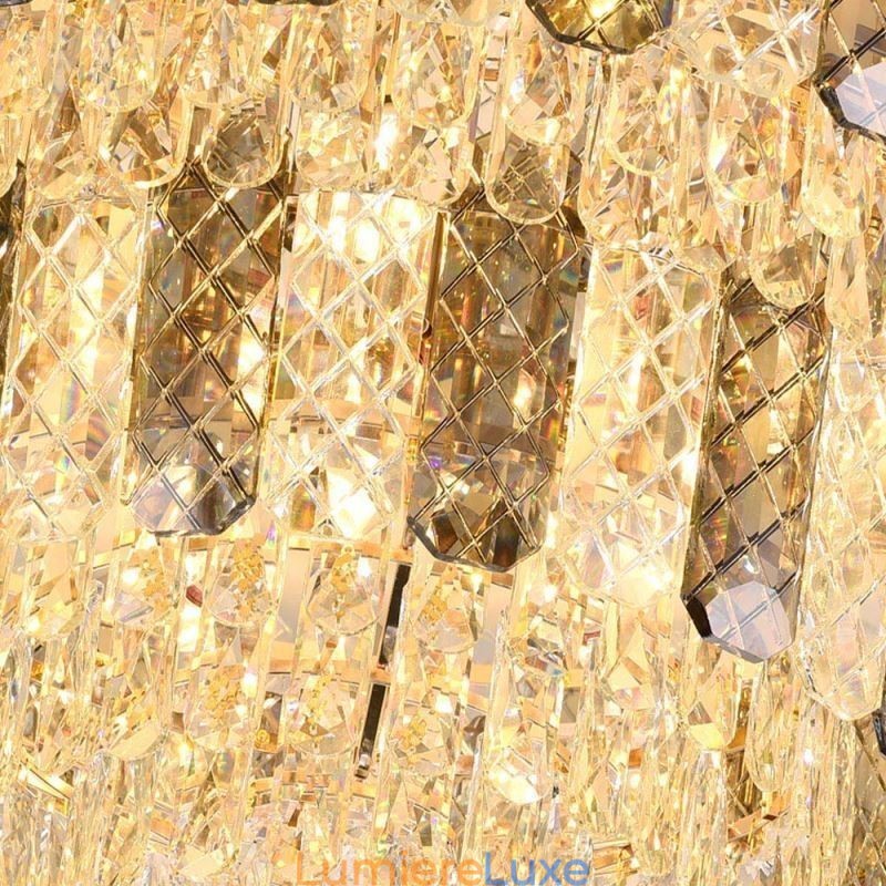 Plafonnier décoratif de luxe rond à double couche en cristal, 80 cm