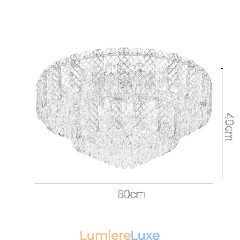 Plafonnier décoratif de luxe rond à double couche en cristal, 80 cm