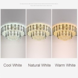 Plafonnier décoratif de luxe rond à double couche en cristal, 80 cm