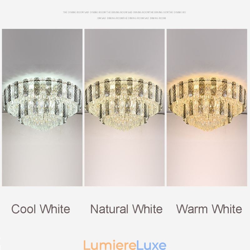Plafonnier décoratif de luxe rond à double couche en cristal, 80 cm