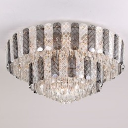 Plafonnier décoratif de luxe rond à double couche en cristal, 80 cm