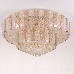 Plafonnier décoratif de luxe rond à double couche en cristal, 80 cm